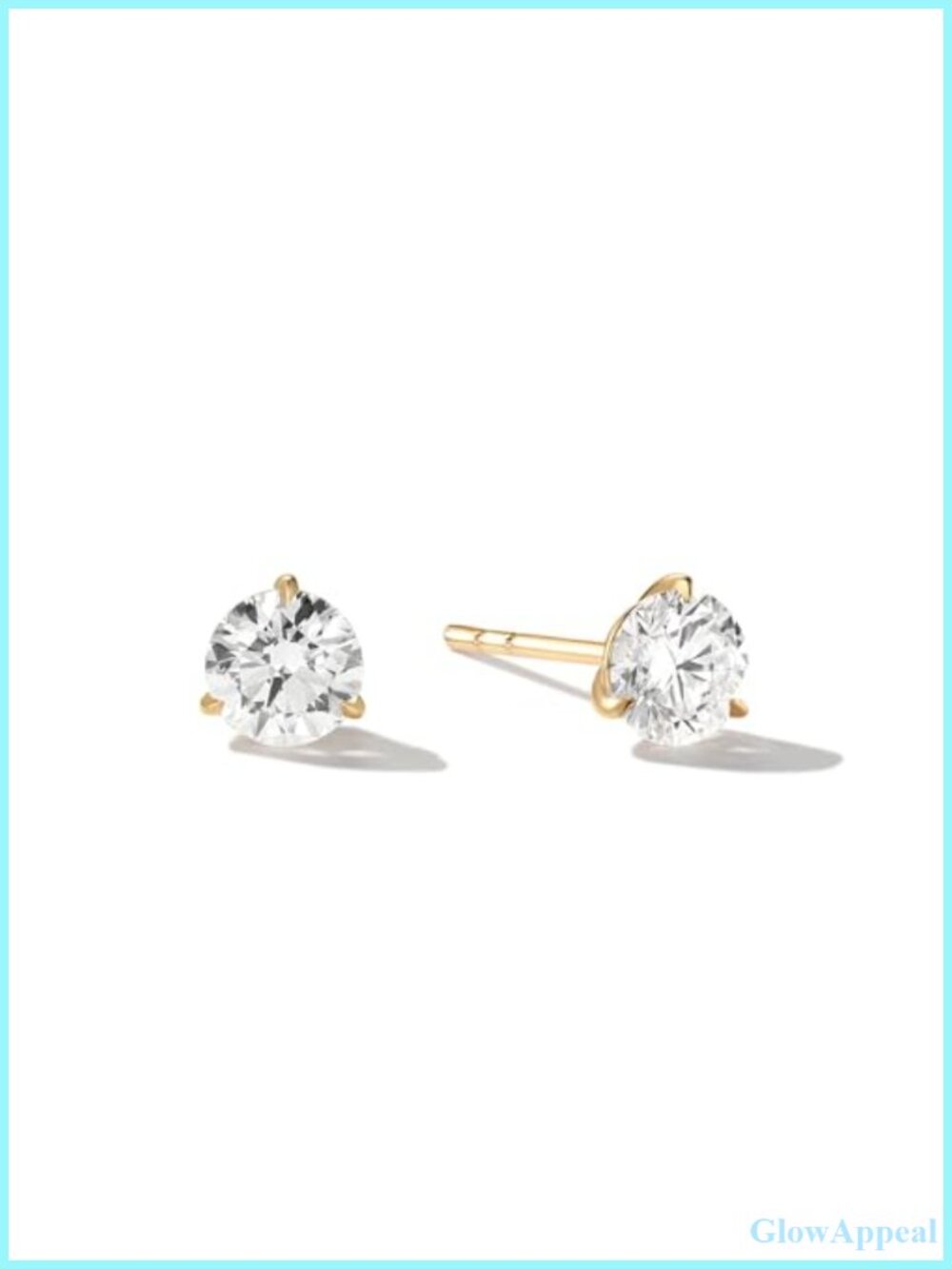 0.2-1.0 Ct Lab Grown Diamond 3-Prong Stud Earrings 14K Real Gold Fine Jewelry